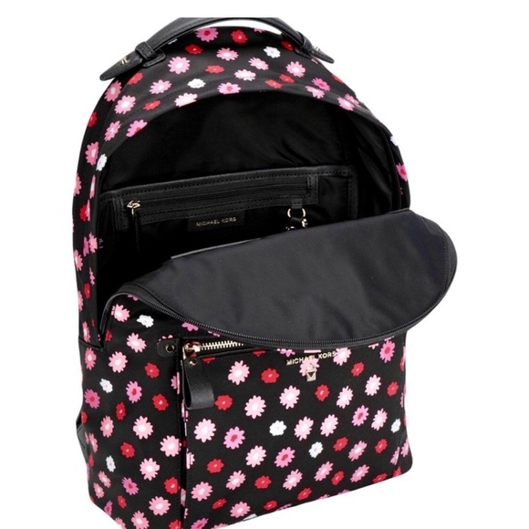 Michael Kors Black Backpack with Pink & Red Floral Dot Print Backpack Red Rose Floral Print Stylish School Bag Vintage  main image 3